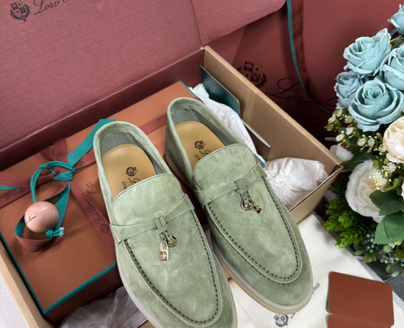 Giày Loro Piana Summer Charms Walk Loafer Green Lagoon Best Quality