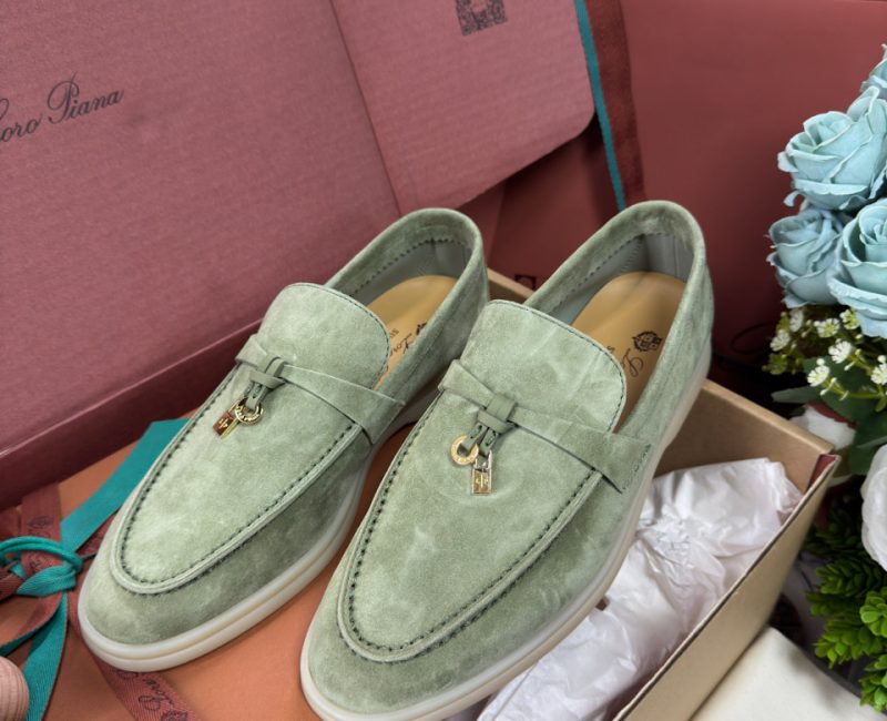 Giày Loro Piana Summer Charms Walk Loafer Green Lagoon Best Quality