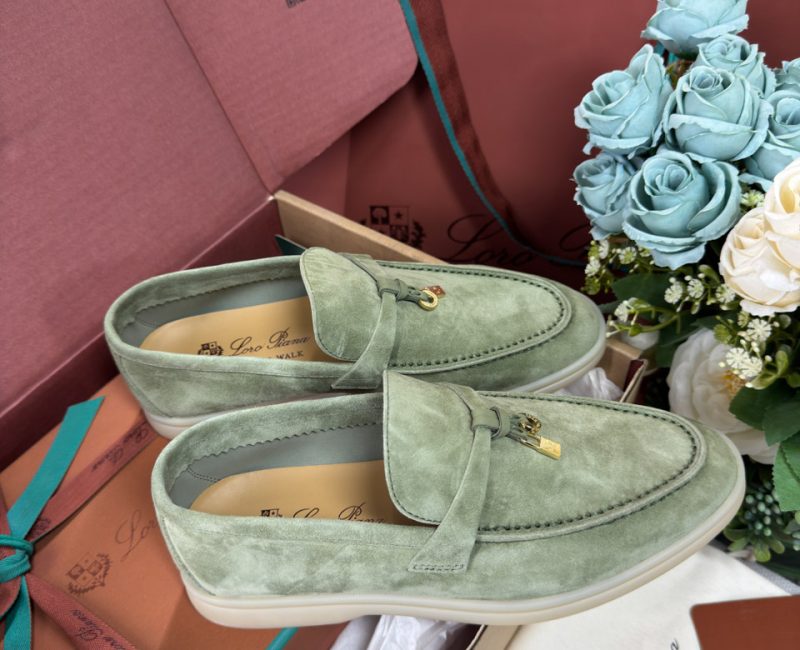 Giày Loro Piana Summer Charms Walk Loafer Green Lagoon Best Quality