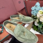 Giày Loro Piana Summer Charms Walk Loafer Green Lagoon Best Quality