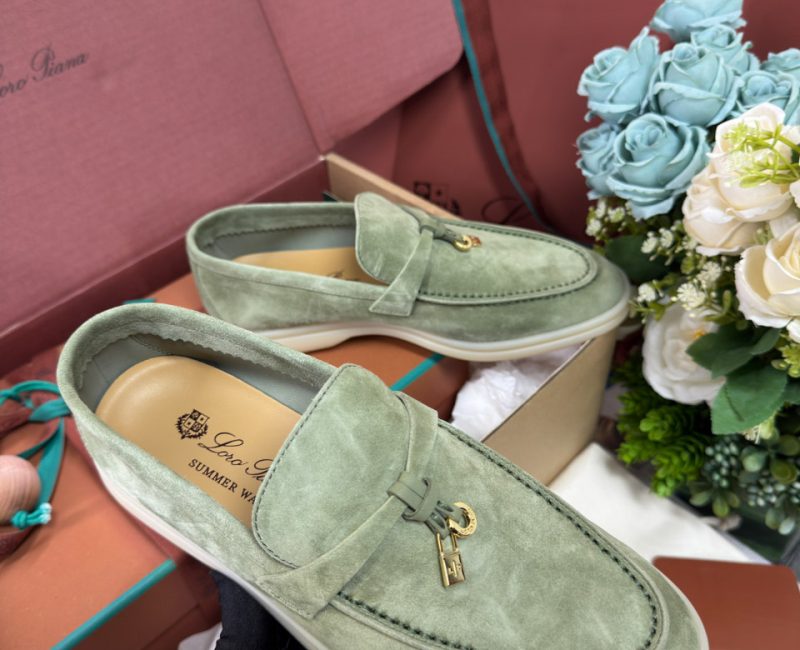 Giày Loro Piana Summer Charms Walk Loafer Green Lagoon Best Quality