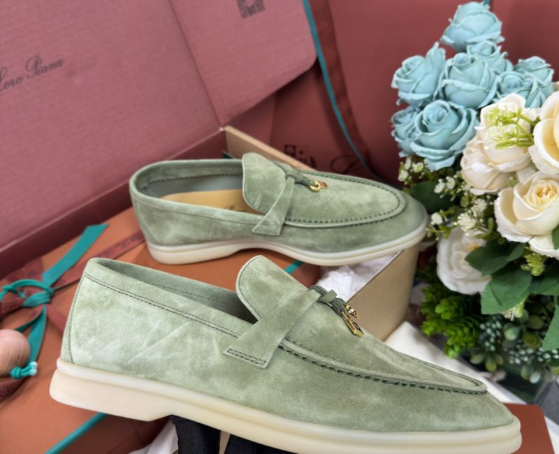 Giày Loro Piana Summer Charms Walk Loafer Green Lagoon Best Quality