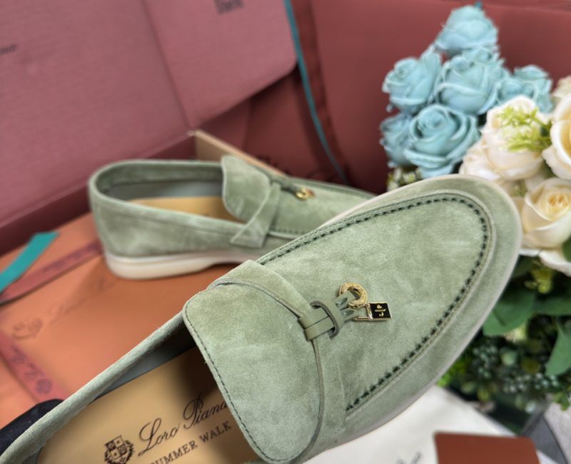 Giày Loro Piana Summer Charms Walk Loafer Green Lagoon Best Quality