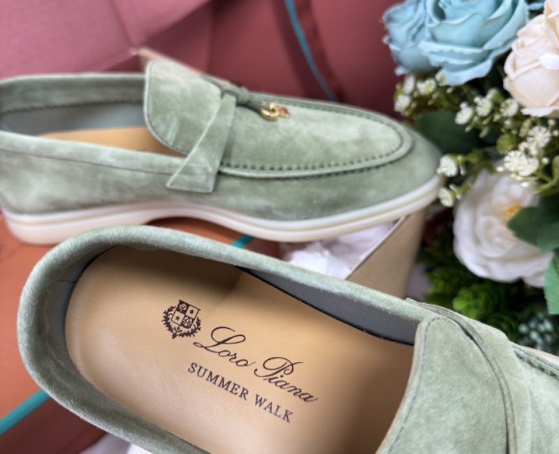 Giày Loro Piana Summer Charms Walk Loafer Green Lagoon Best Quality