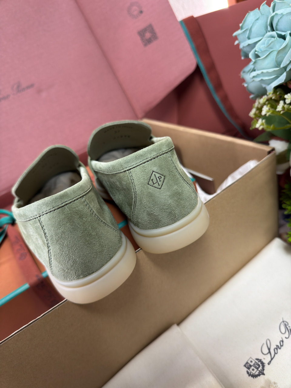 Giày Loro Piana Summer Charms Walk Loafer Green Lagoon Best Quality