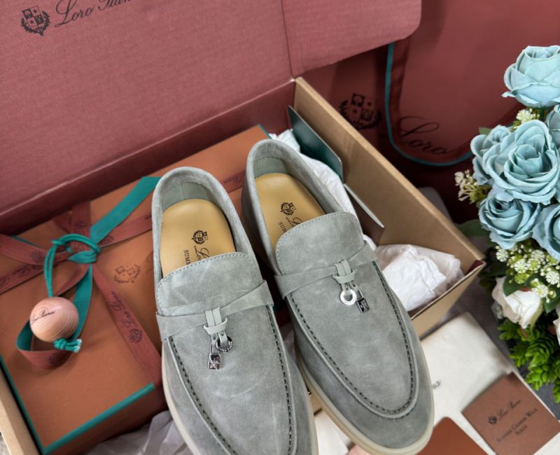 Giày Loro Piana Summer Charms Walk Loafer Grey Best Quality