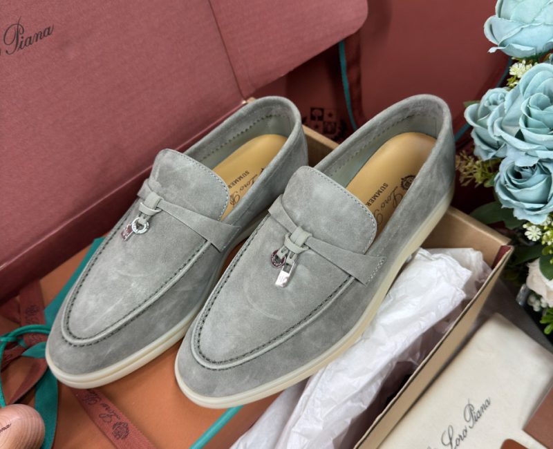 Giày Loro Piana Summer Charms Walk Loafer Grey Best Quality