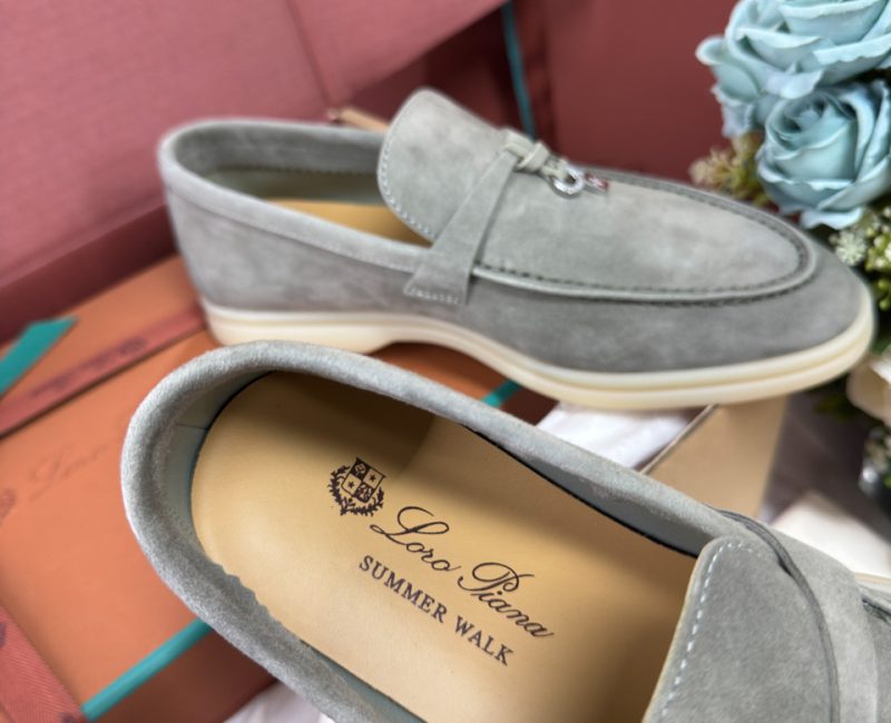 Giày Loro Piana Summer Charms Walk Loafer Grey Best Quality