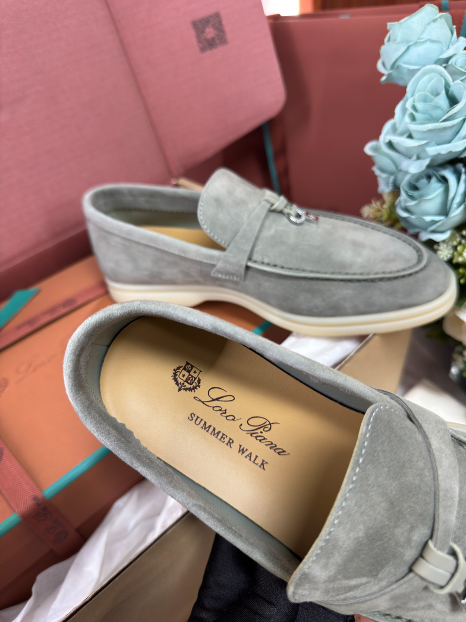 Giày Loro Piana Summer Charms Walk Loafer Grey Best Quality