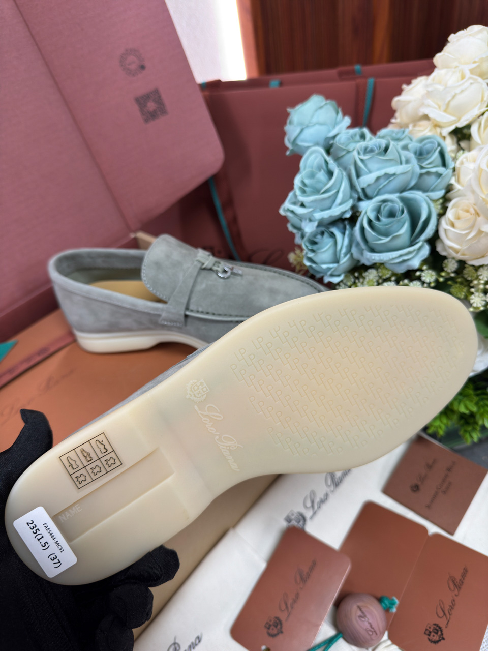 Giày Loro Piana Summer Charms Walk Loafer Grey Best Quality