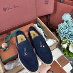 Giày Loro Piana Summer Charms Walk Loafer Suede Argo Blue Best Quality