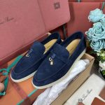 Giày Loro Piana Summer Charms Walk Loafer Suede Argo Blue Best Quality