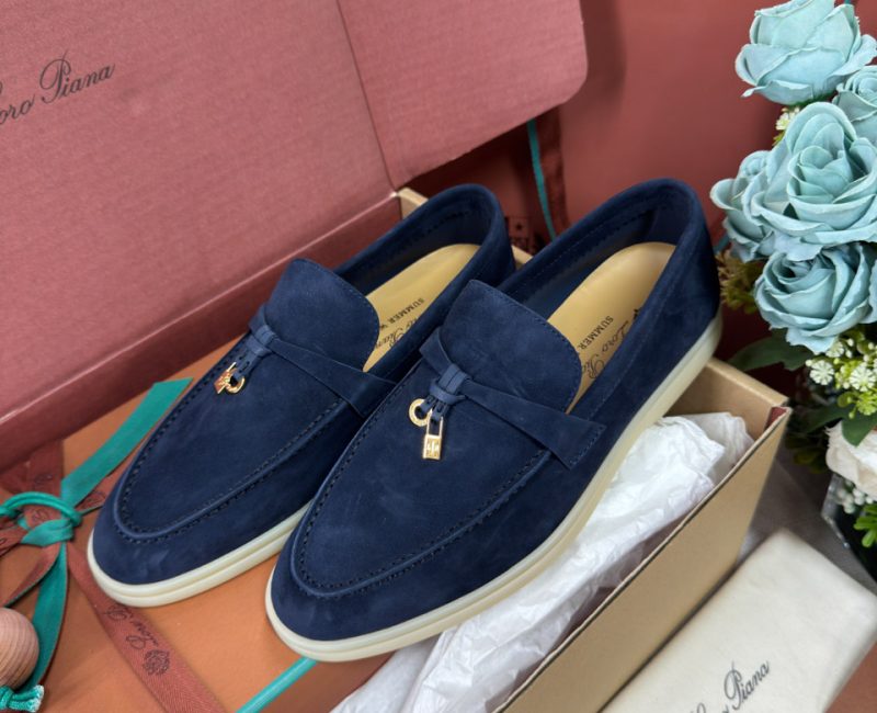 Giày Loro Piana Summer Charms Walk Loafer Suede Argo Blue Best Quality