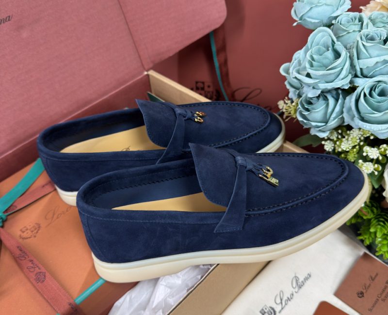 Giày Loro Piana Summer Charms Walk Loafer Suede Argo Blue Best Quality