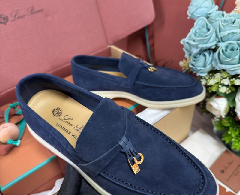 Giày Loro Piana Summer Charms Walk Loafer Suede Argo Blue Best Quality