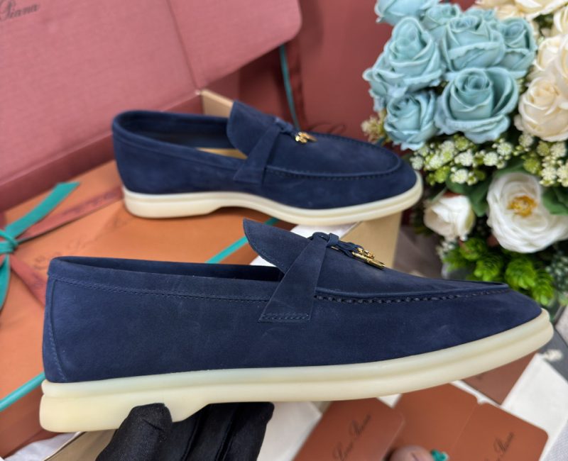 Giày Loro Piana Summer Charms Walk Loafer Suede Argo Blue Best Quality