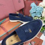 Giày Loro Piana Summer Charms Walk Loafer Suede Argo Blue Best Quality
