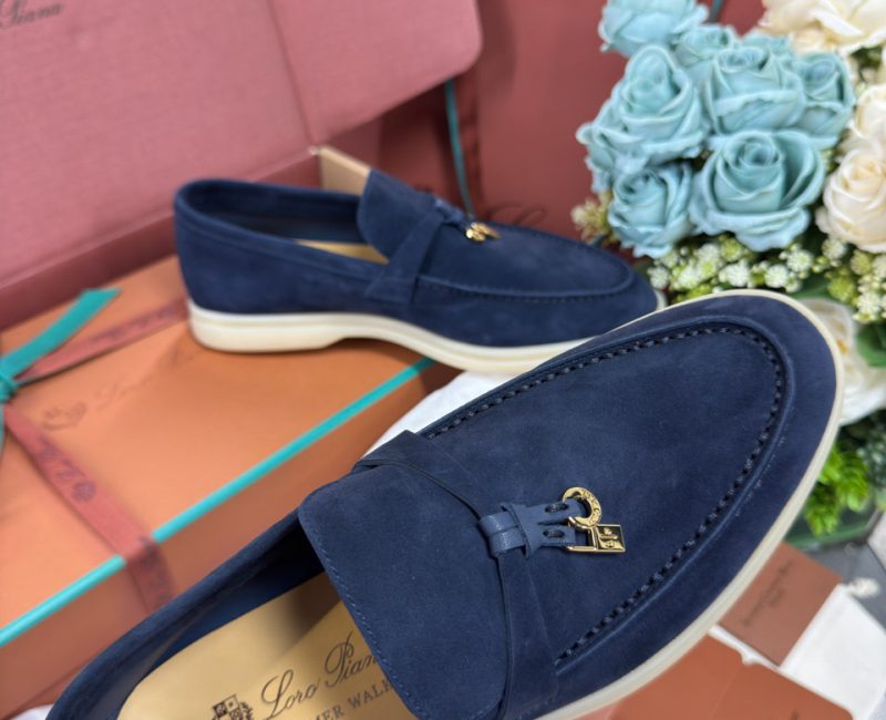 Giày Loro Piana Summer Charms Walk Loafer Suede Argo Blue Best Quality