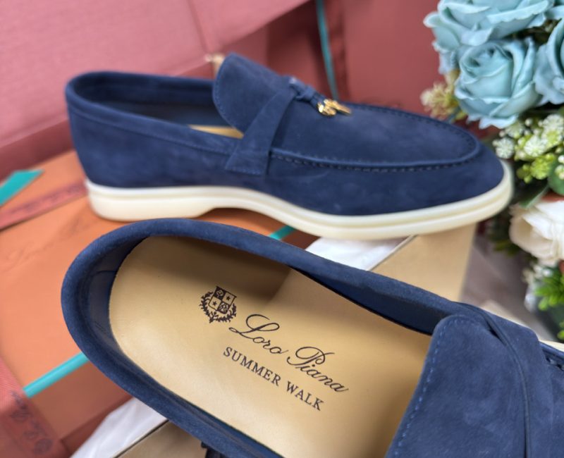 Giày Loro Piana Summer Charms Walk Loafer Suede Argo Blue Best Quality
