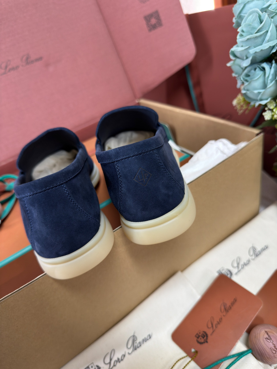 Giày Loro Piana Summer Charms Walk Loafer Suede Argo Blue Best Quality