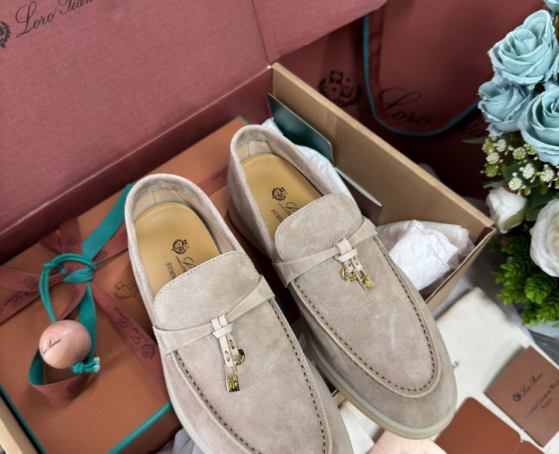 Giày Loro Piana Summer Charms Walk Loafer Suede Beige Best Quality
