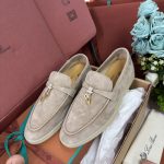 Giày Loro Piana Summer Charms Walk Loafer Suede Beige Best Quality