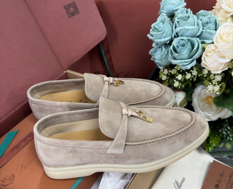 Giày Loro Piana Summer Charms Walk Loafer Suede Beige Best Quality