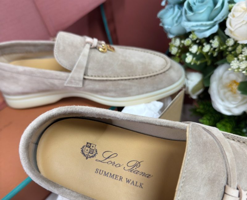 Giày Loro Piana Summer Charms Walk Loafer Suede Beige Best Quality