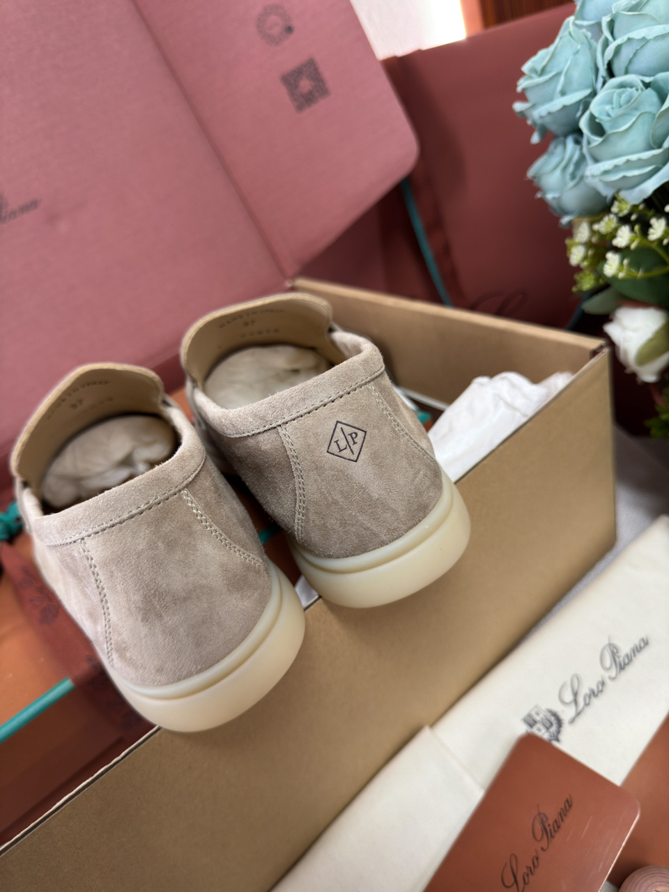 Giày Loro Piana Summer Charms Walk Loafer Suede Beige Best Quality