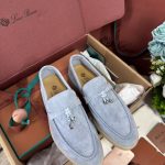 Giày Loro Piana Summer Charms Walk Loafer Suede Blue Best Quality