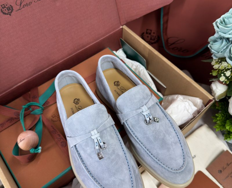 Giày Loro Piana Summer Charms Walk Loafer Suede Blue Best Quality