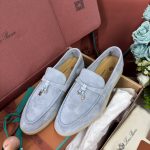 Giày Loro Piana Summer Charms Walk Loafer Suede Blue Best Quality