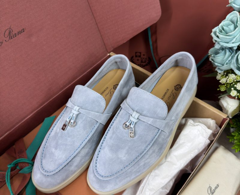 Giày Loro Piana Summer Charms Walk Loafer Suede Blue Best Quality