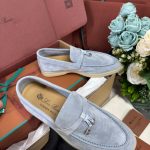 Giày Loro Piana Summer Charms Walk Loafer Suede Blue Best Quality