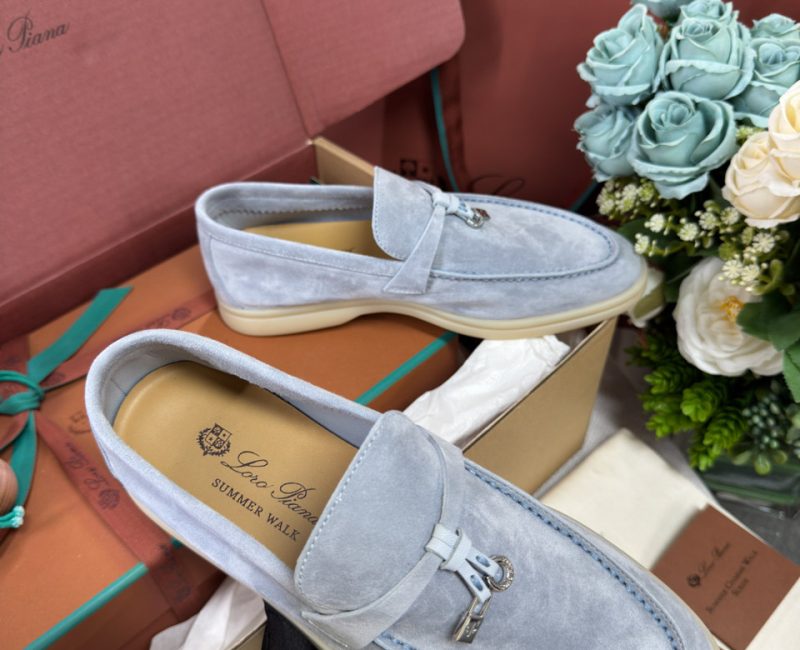 Giày Loro Piana Summer Charms Walk Loafer Suede Blue Best Quality
