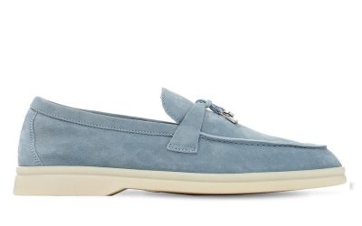 Giày Loro Piana Summer Charms Walk Loafer Suede Blue Best Quality