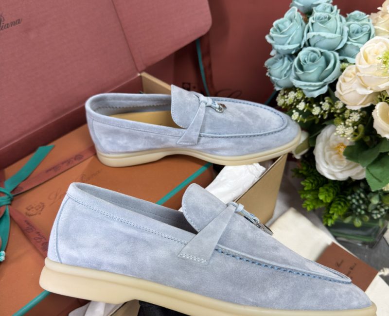 Giày Loro Piana Summer Charms Walk Loafer Suede Blue Best Quality