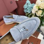 Giày Loro Piana Summer Charms Walk Loafer Suede Blue Best Quality