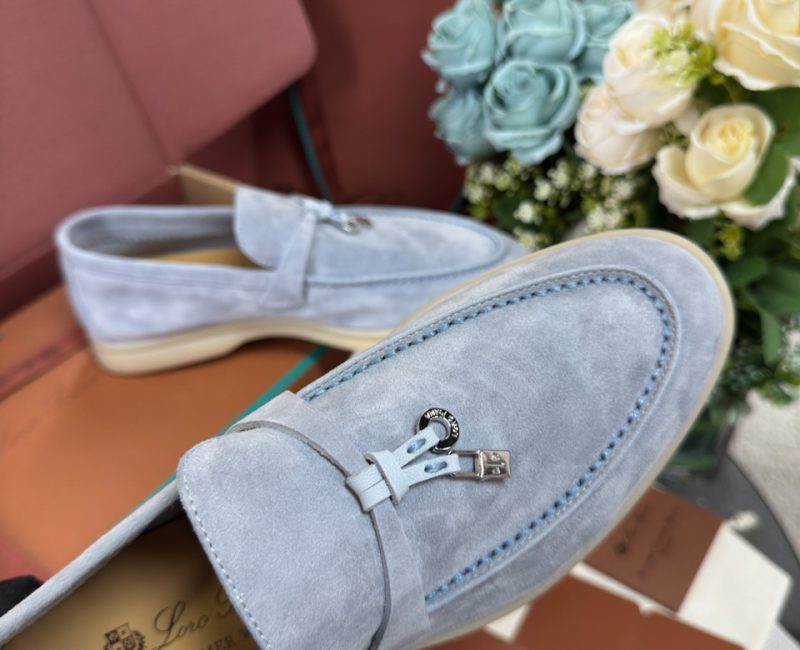 Giày Loro Piana Summer Charms Walk Loafer Suede Blue Best Quality