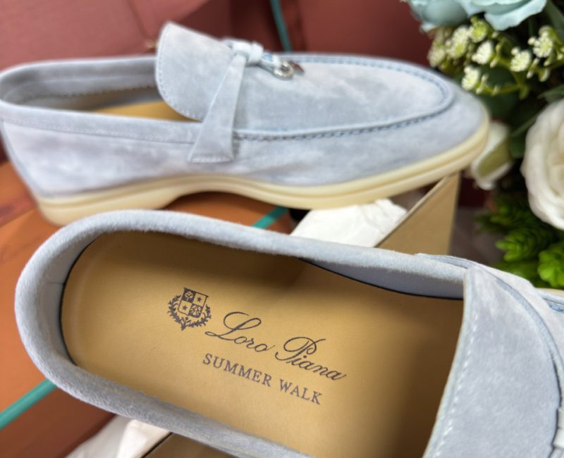 Giày Loro Piana Summer Charms Walk Loafer Suede Blue Best Quality