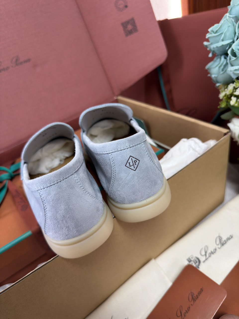 Giày Loro Piana Summer Charms Walk Loafer Suede Blue Best Quality