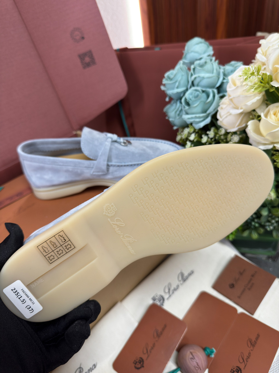 Giày Loro Piana Summer Charms Walk Loafer Suede Blue Best Quality