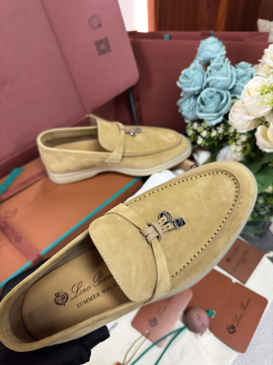 Giày Loro Piana Summer Charms Walk Loafer Suede Hinoki Wood Best Quality