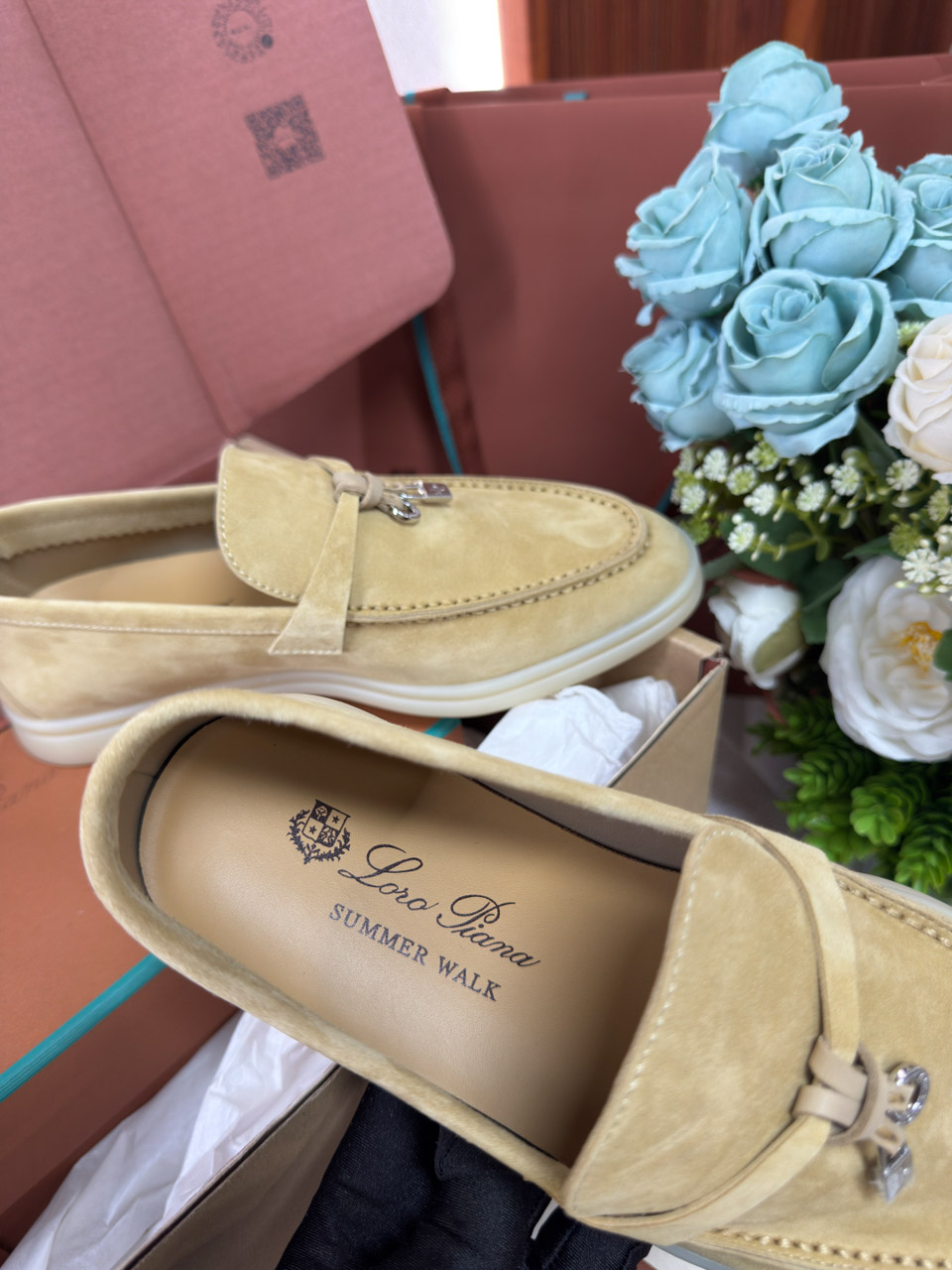 Giày Loro Piana Summer Charms Walk Loafer Suede Hinoki Wood Best Quality