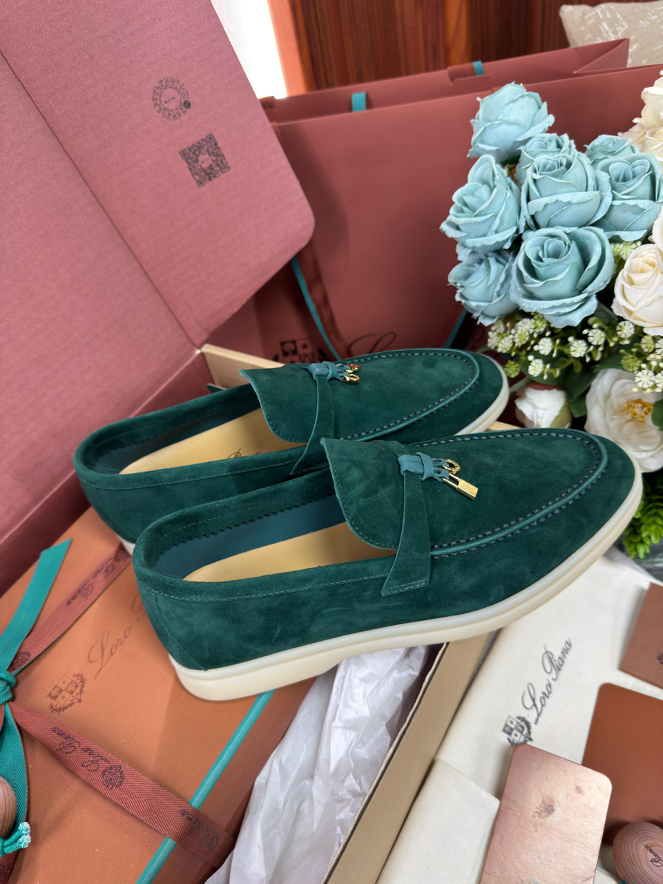 Giày Loro Piana Summer Charms Walk Loafer Suede Jazz Club Best Quality