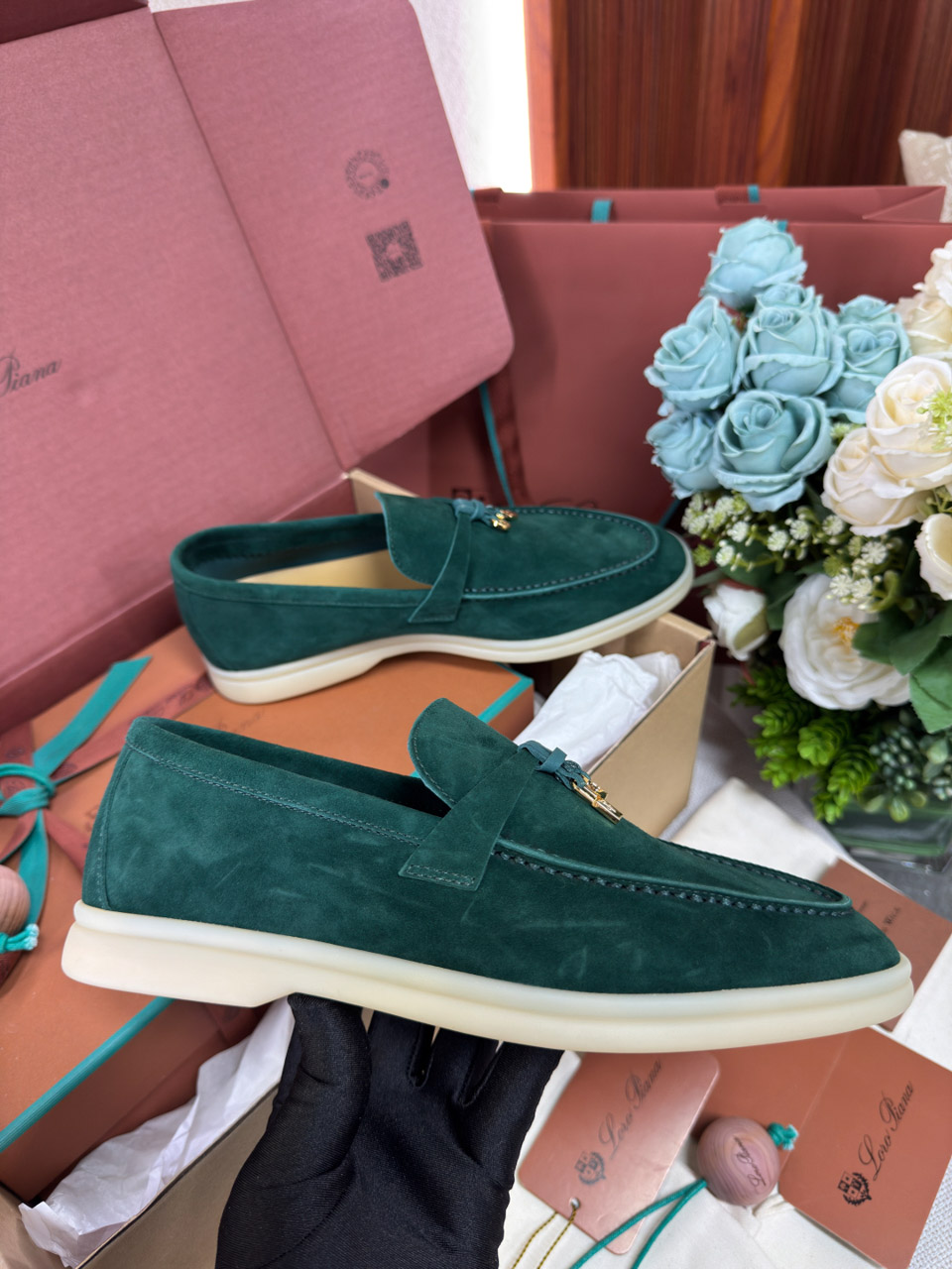 Giày Loro Piana Summer Charms Walk Loafer Suede Jazz Club Best Quality