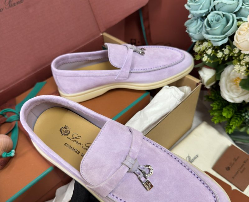 Giày Loro Piana Summer Charms Walk Loafer Suede Lilac Wagasa Best Quality