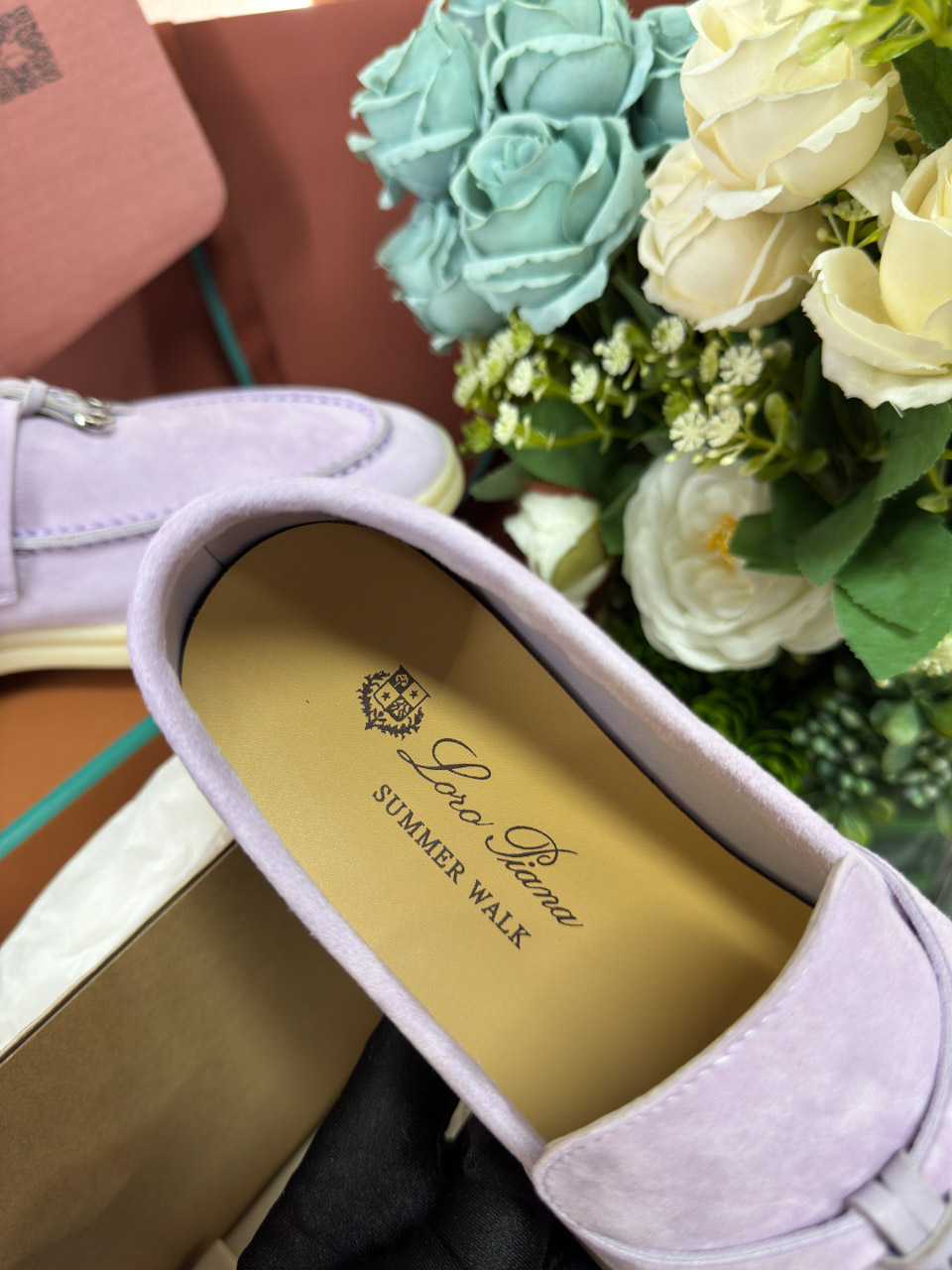 Giày Loro Piana Summer Charms Walk Loafer Suede Lilac Wagasa Best Quality