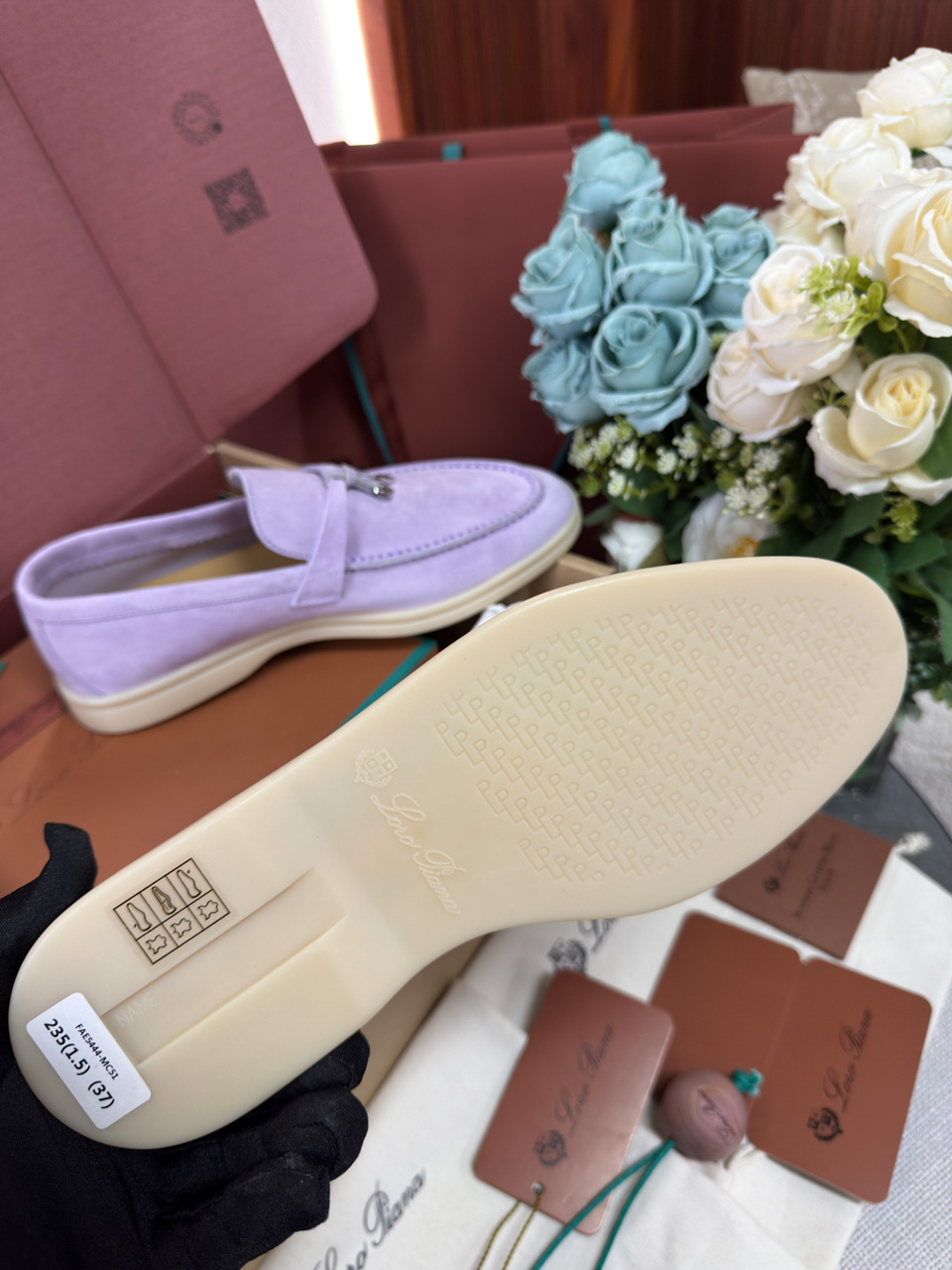 Giày Loro Piana Summer Charms Walk Loafer Suede Lilac Wagasa Best Quality