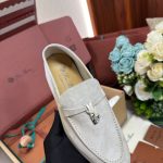 Giày Loro Piana Summer Charms Walk Loafer Suede Powder Pearl Best Quality